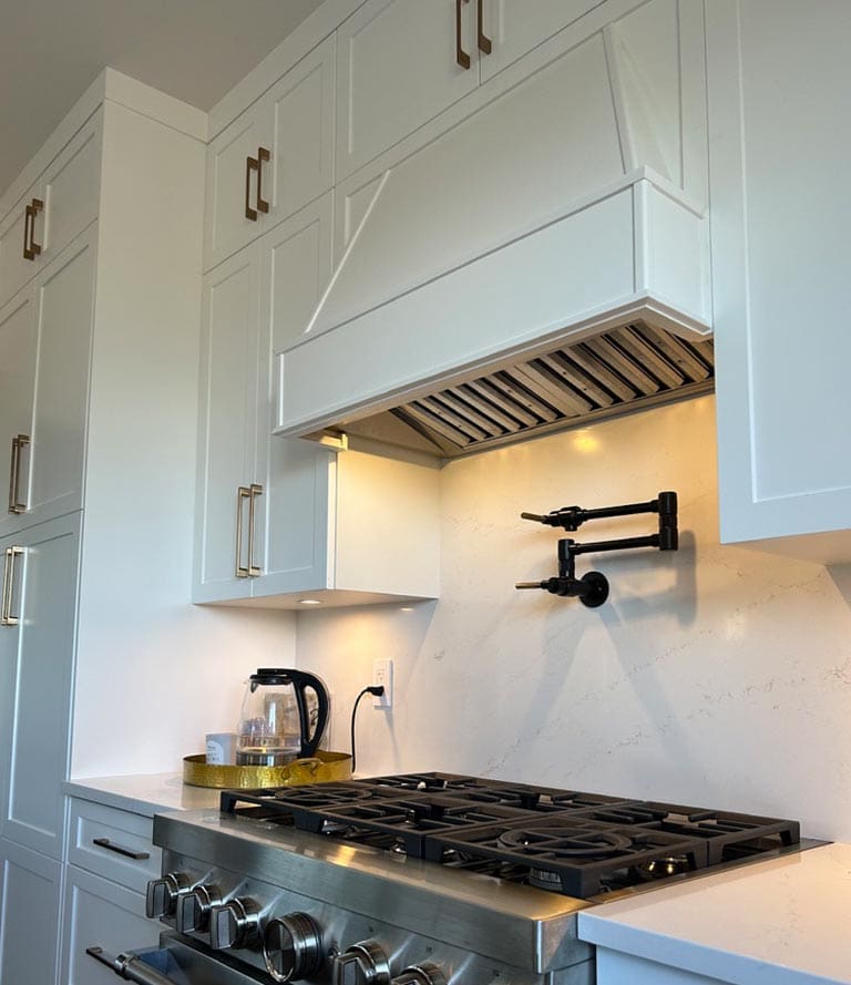 Close-up of Batzbuild custom kitchen cabinet drawers and hardware